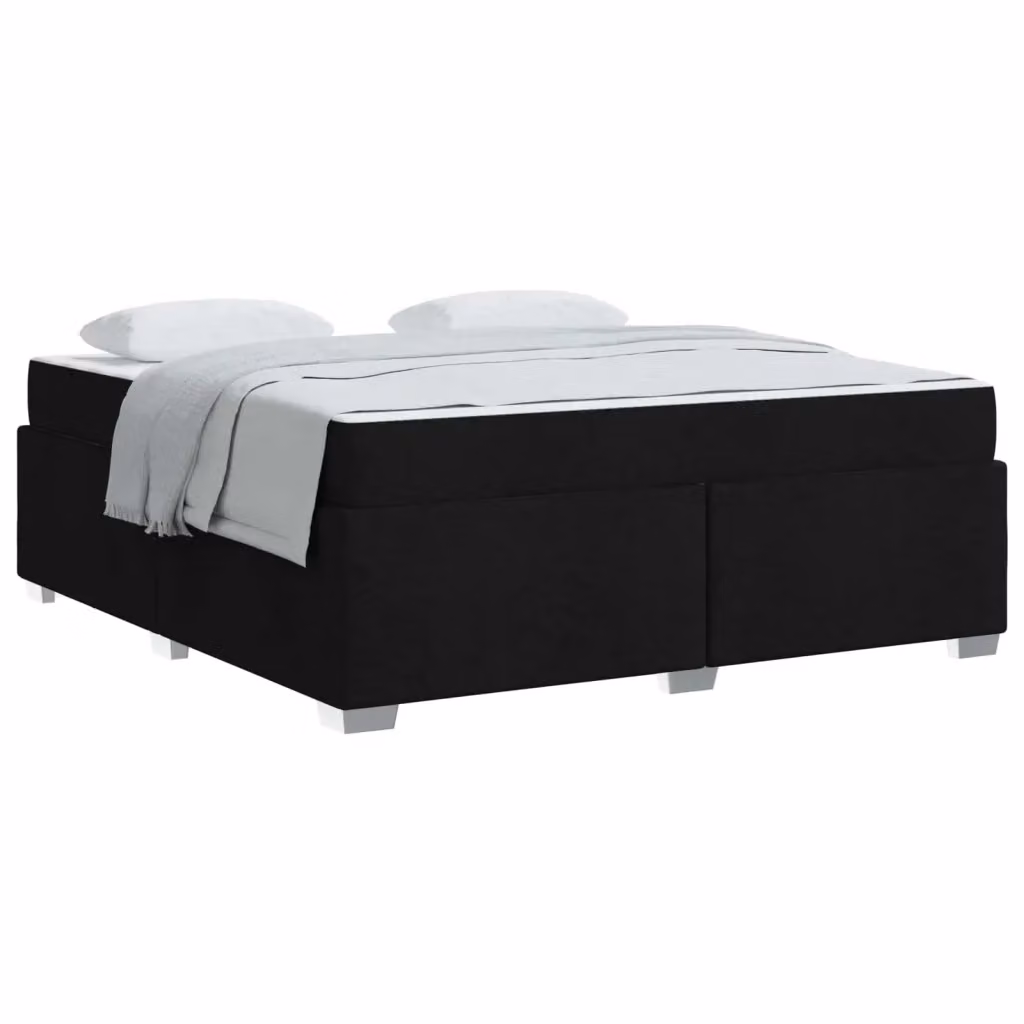 Letto matrimoniale moderno vidaXL con struttura imbottita in tessuto nero L: 180 cm, P: 200 cm, H: 66 cm – 2