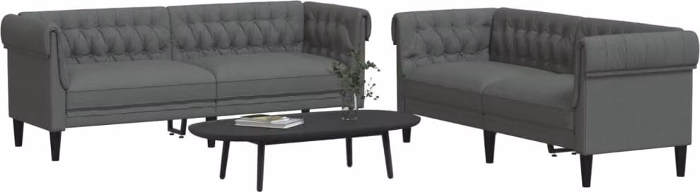 Maison Exclusive - Set divano a 2 posti in tessuto grigio scuro