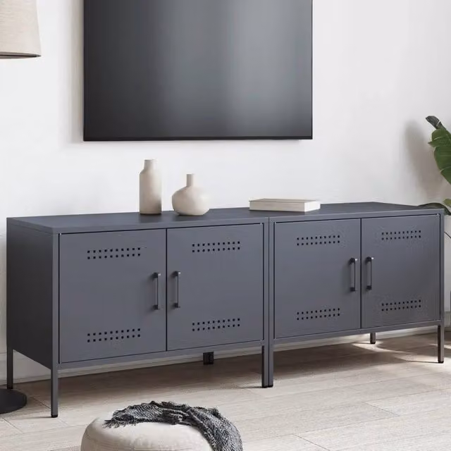 Set di 2 mobili TV industrial vidaXL in acciaio color antracite L: 68 cm, P: 39 cm, H: 50,5 cm – 1