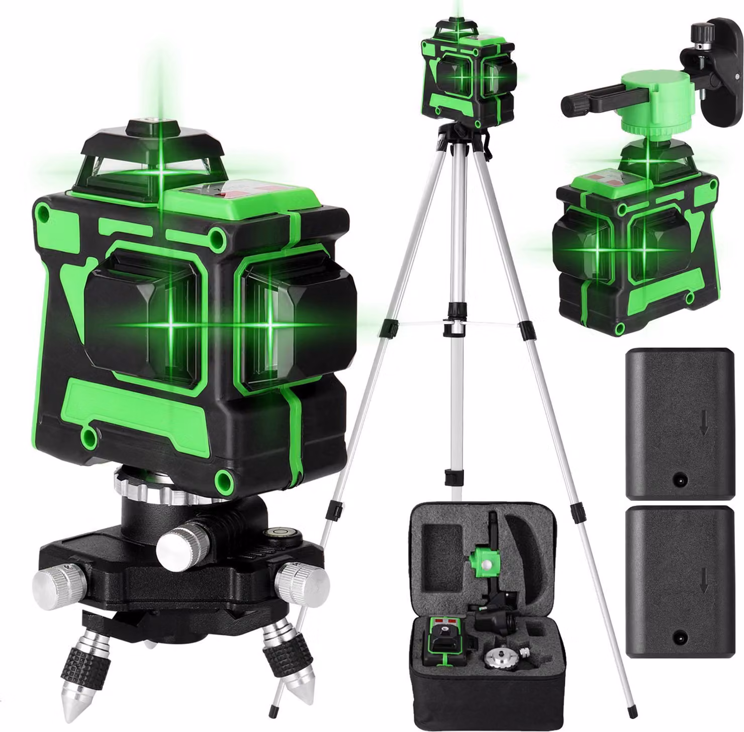 livella laser 3D a 12 linee da 1,2 m con treppiede, supporto a parete, piastra di ferro, adattatore di rete, borsa e manuale, 220V