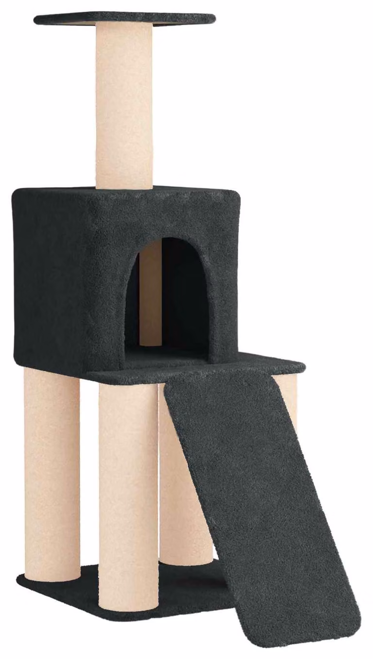 Albero per gatti con pali in sisal, colore grigio scuro, altezza 146 cm