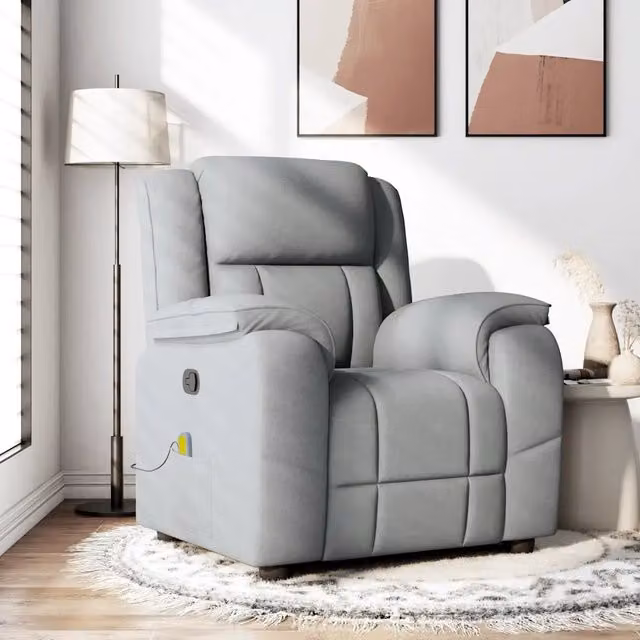 Poltrona Reclinabile Relax vidaXL in Tessuto Grigio con Braccioli – 1
