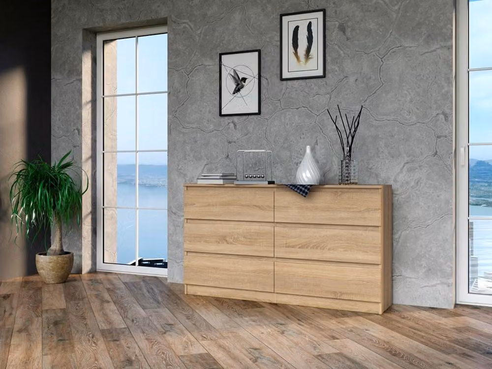Comò, larghezza 120/140 cm, 6 cassetti