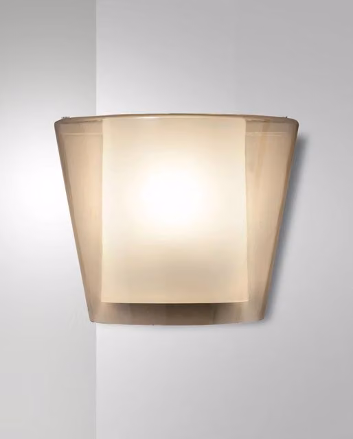 Lampada da Parete Fabas Viki in Metallo e Vetro Ambra e Trasparente, Design Moderno con Attacco E27, L 28.5 cm x P 14.5 cm x H 23.5 cm