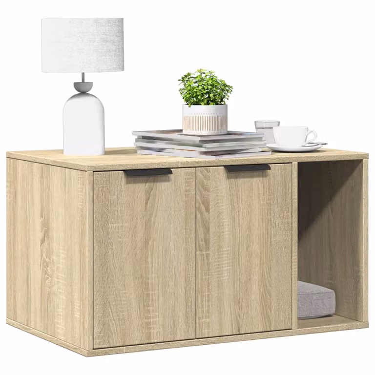 Recinto per lettiera per gatti vidaXL in truciolato color rovere sonoma, L 80 cm x P 50 cm x H 45 cm