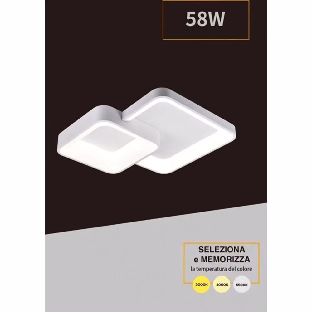 Plafoniera a soffitto LED Trade Shop Traesio con 2 quadrati, 58W, CCT con 3 colorazioni da 3000K a 6500K, Bianco – 2