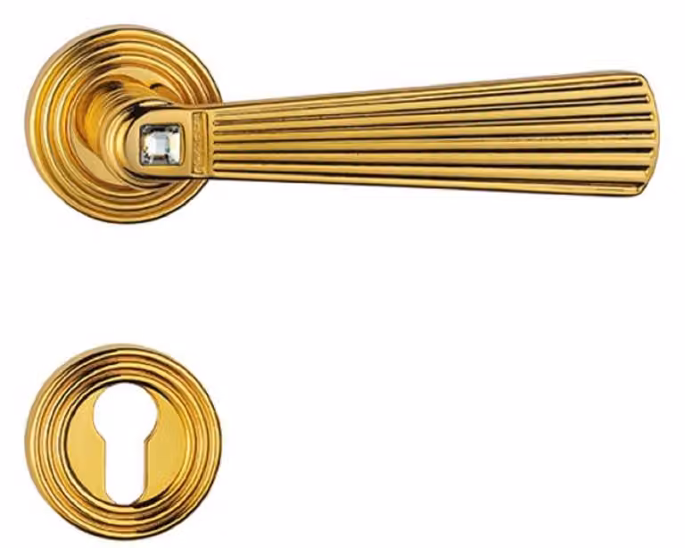 Casa Padrino set di maniglie con cristallo Swarovski oro 16 x H. 5,4 cm - maniglie per porte in stile aristocratico