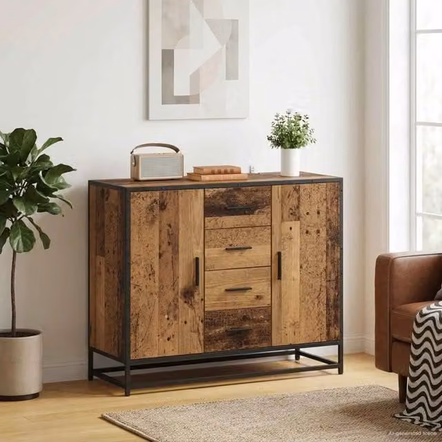 Credenza moderna vidaXL in legno marrone L: 92 cm, P: 35 cm, H: 76 cm – 1