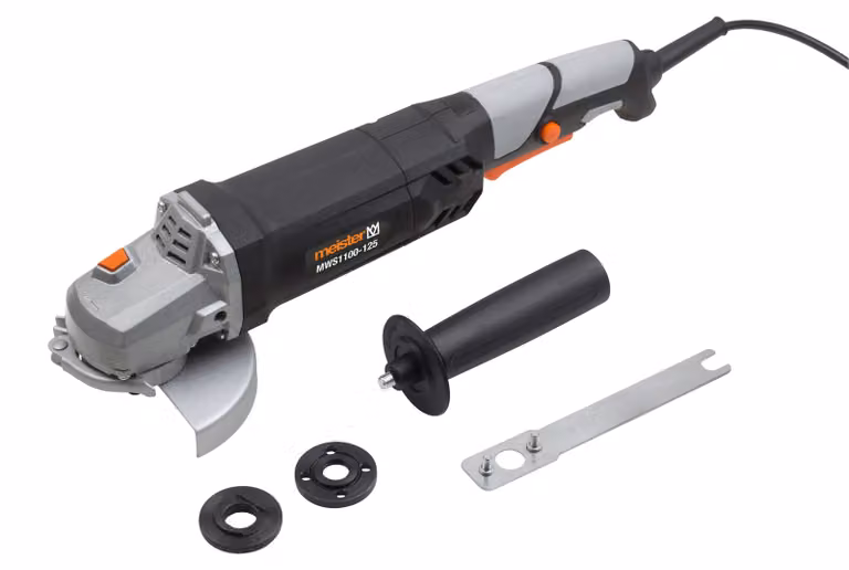Smerigliatrice angolare Meister, 1100 W, 125 mm, 12000 giri/min, doppia via, con accessori