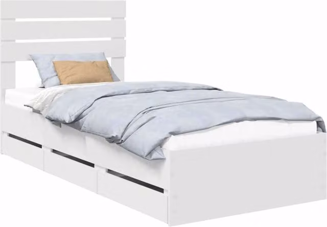 Letto singolo | Letto per adulti | Struttura del letto Bianco 75 x 190 cm Legno Ingegnerizzato