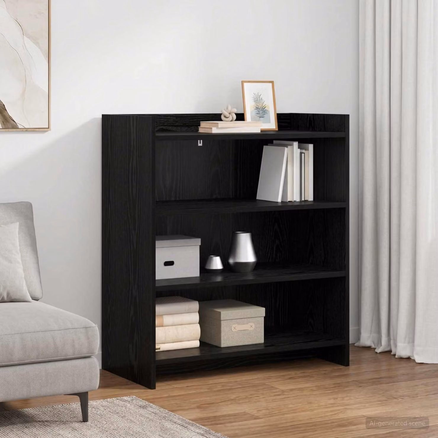 Credenza moderna vidaXL in legno ingegnerizzato MDF, colore nero, L 75 x P 36 x H 80 cm