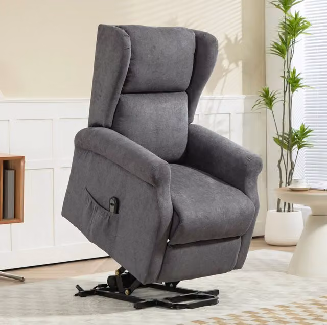 Poltrona relax elettrica ULEVR con alzapersona e reclinazione, 74x94x111 cm, grigio scuro