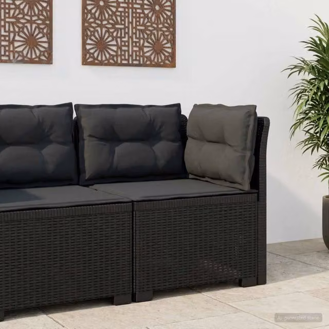 Divano da giardino a 1 posto con cuscini vidaXL in aspetto rattan color antracite L 70,5 x P 62 x H 62 cm