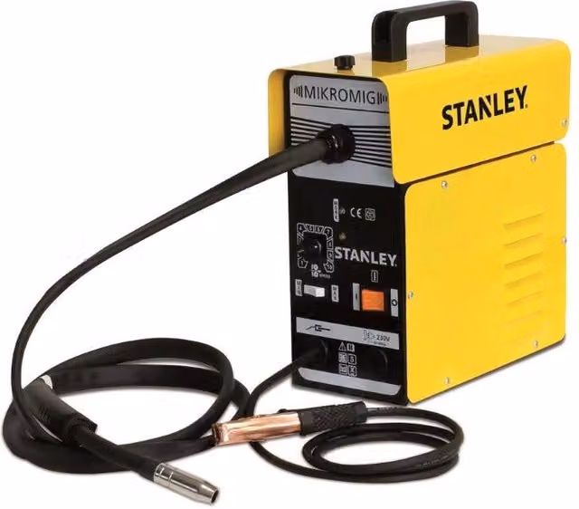 Saldatrice MIG Stanley Mikromig No Gas Compatta con Filo Animato Gialla