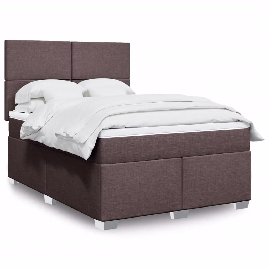 Maison Exclusive - Letto boxspring con materasso, marrone scuro, 140x190 cm, rivestimento in tessuto