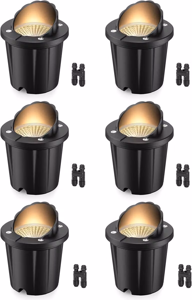 Set di 6 faretti da incasso, 12W, grado di protezione IP67, luce bianca calda (3000K), 720 lumen