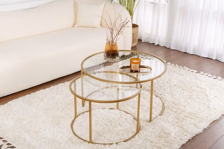 Skye Decor, Aurum - 80, 60 - Oro, Trasparente, Set tavolino, Oro, 100 % Metallo, 80 x 80 x 43 cm