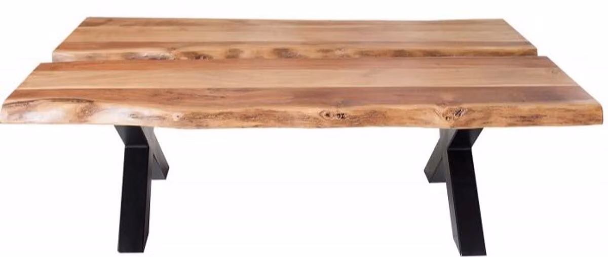 Tavolino di design in legno massello di Casa Padrino naturale 120 x H. 40 cm - Tavolo da salotto Salon