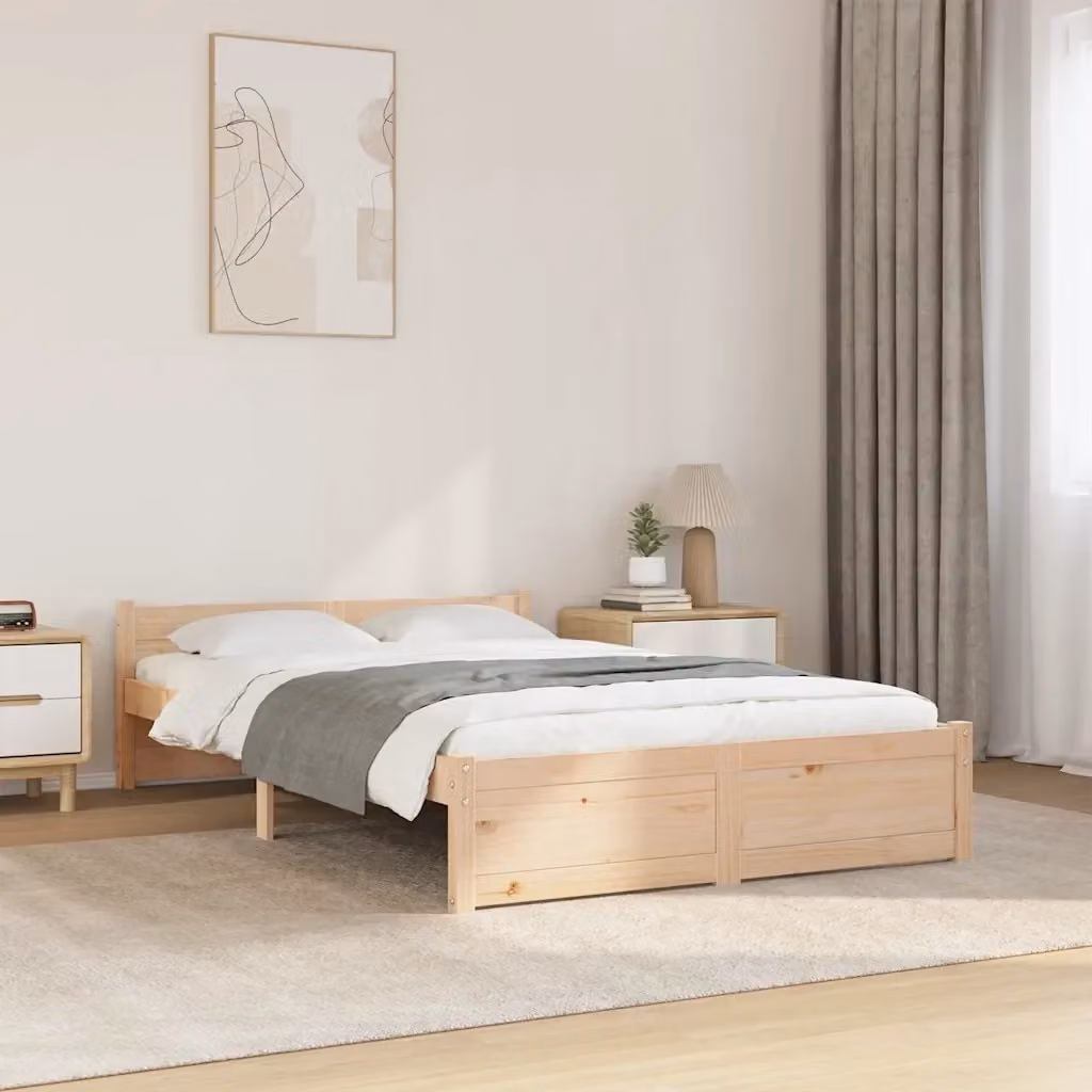 Letto matrimoniale Ambrato in legno massello di pino bianco con giroletto e doghe fisse L/P/H: 200 x 120 x 125,5 cm – 2