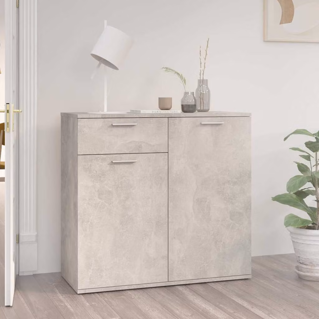 Credenza minimalista vidaXL in legno multistrato e MDF, colore grigio, L 80 cm x P 36 cm x H 75 cm
