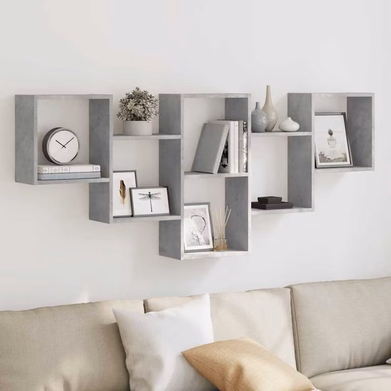 Scaffale a muro moderno vidaXL in MDF grigio cemento L: 159 cm, P: 18 cm, H: 66 cm