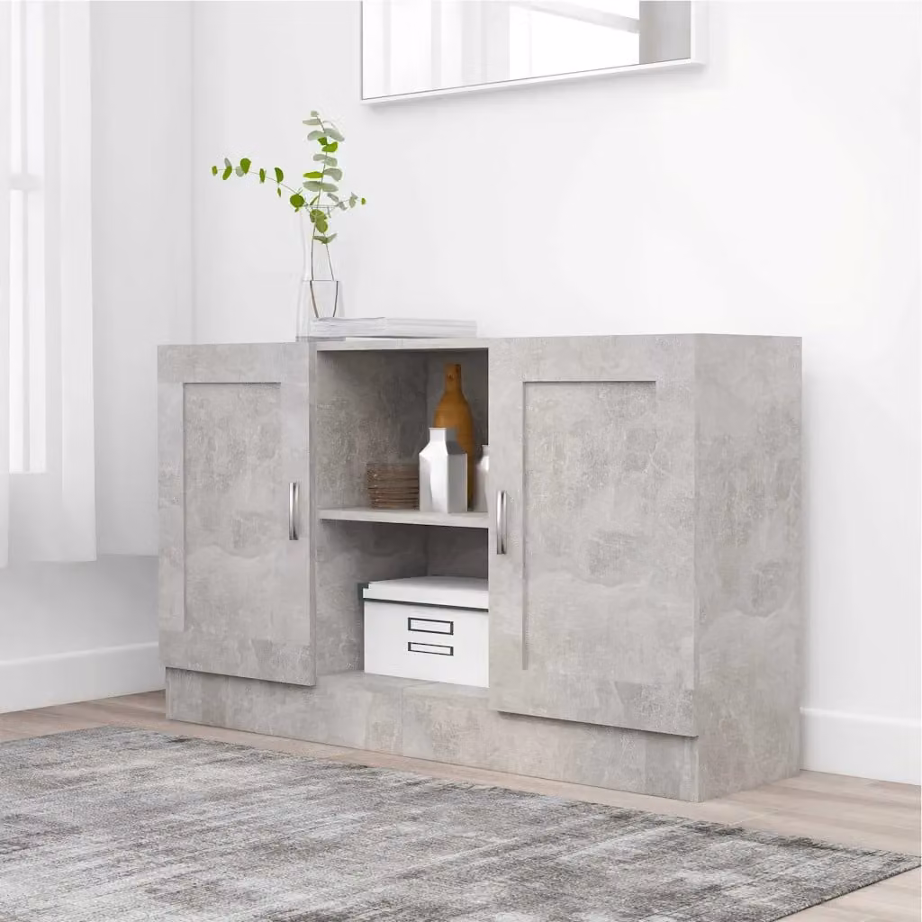 Credenza minimalista vidaXL in legno multistrato e MDF, Grigio, L 120 x P 30,5 x H 70 cm