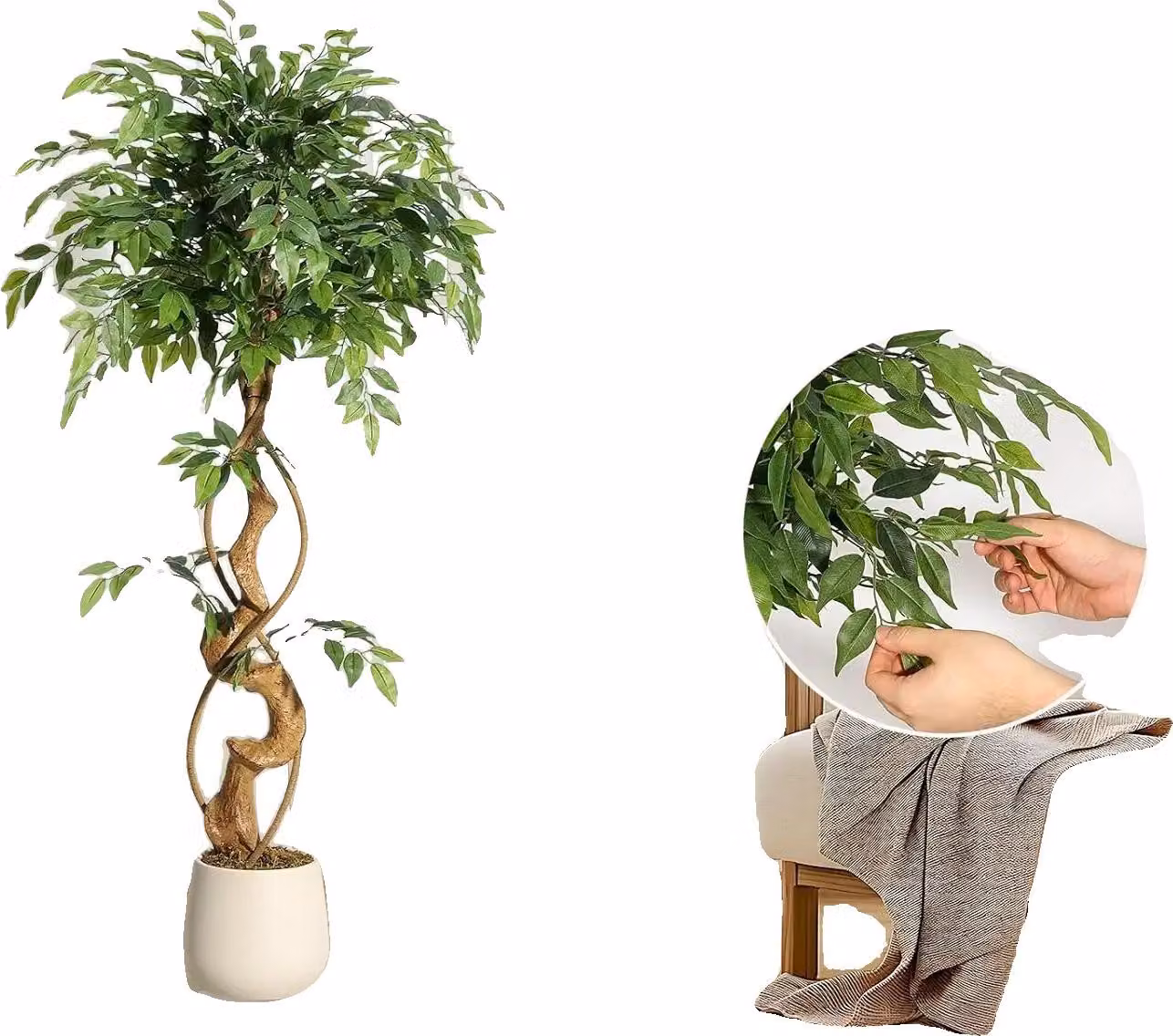 Albero artificiale, realizzato in materiale simile alla seta, da posizionare sul pavimento interno, altezza 4 piedi