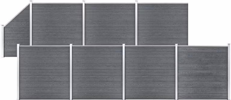 Maison Exclusive - Set recinzione in WPC: 7 pannelli quadrati + 1 pannello obliquo, 1311 x 186 cm, grigio