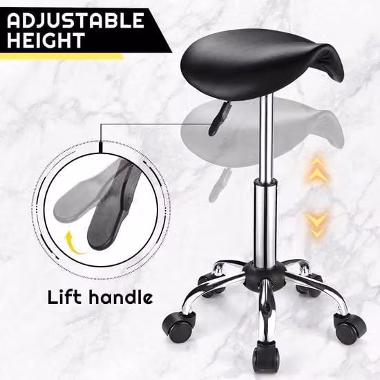 Sedia da ufficio girevole a 360 gradi con altezza regolabile e rivestimento in ecopelle nera per casa e ufficio