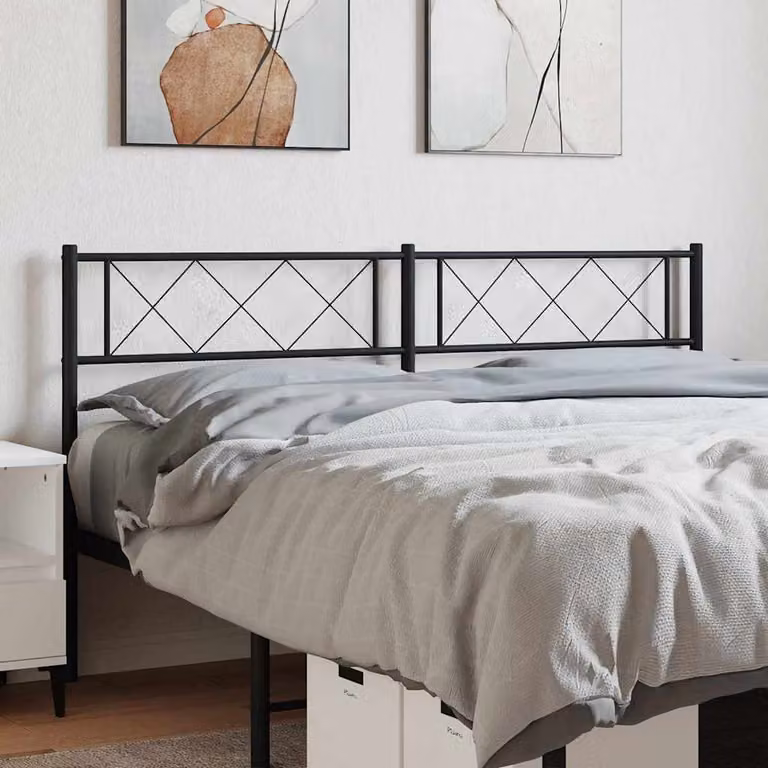 vidaXL Testiera di Ricambio in Metallo Nero con Design Geometrico Classico per Letto 120x200 cm
