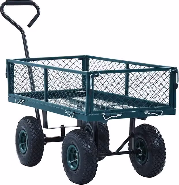 Carrello a mano da giardino verde in acciaio e gomma con portata 250 kg CFW2172677