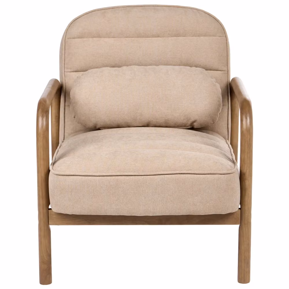 Poltrona lounge Beliani in tessuto beige con struttura in legno massello stile Mid-Century Modern – 2