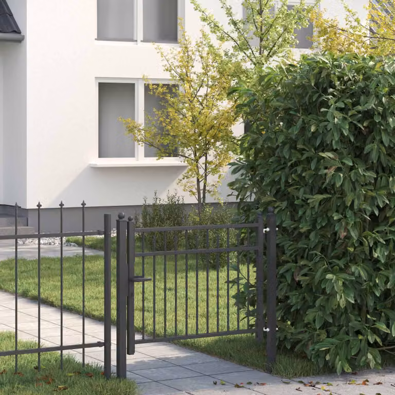 Cancello per recinzione vidaXL BAARLO in metallo nero, L: 130 cm, H: 104 cm, P: 75 cm