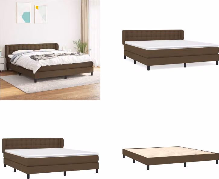 vidaXL Letto a molle con materasso in tessuto marrone scuro 180x200 cm - Letto a molle - Boxspringbetten - Bett - Schlafzimmermöbel