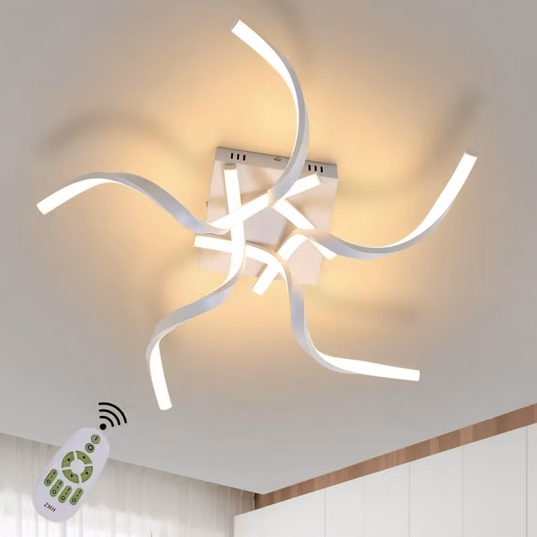 ZMH plafoniera LED da soggiorno lampada da soffitto bianca dimmerabile 48W 65CM a forma di onda design moderno lampada da camera da letto lampada da cucina con telecomando plafoniera da interno lampada da ufficio lampada da corridoio