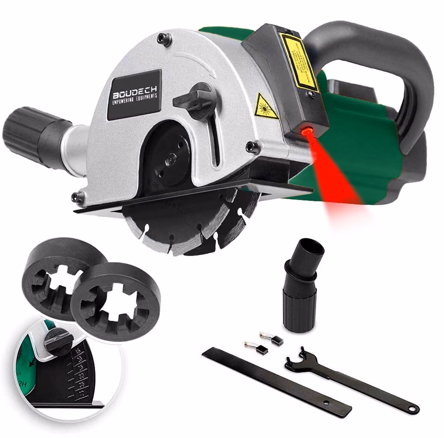 Scanalatrice per Tracce Muro da 1700W con Laser Guida, 2 Lame Diamantate e Adattatore Aspirapolvere - Scanalatore Fresa per Muratura e Cartongesso con cavo da 3MT