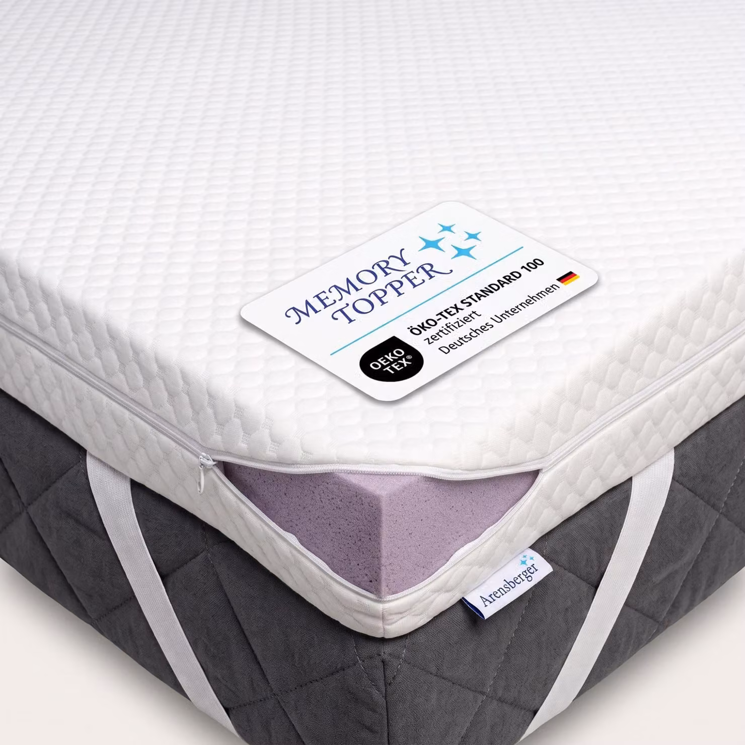 Topper SOFT Plus 90x200 cm, topper in memory foam, adatto per materassi a molle e in schiuma, H2, altezza topper 7 cm
