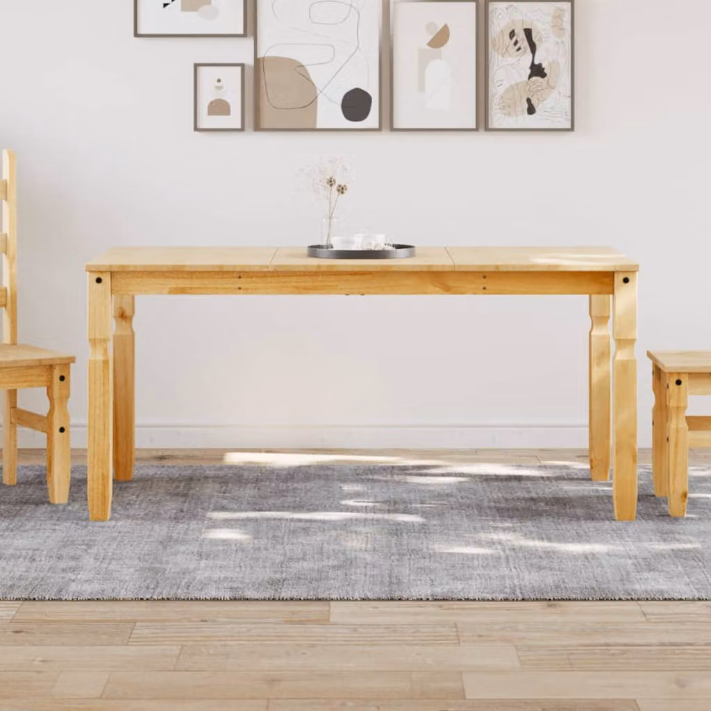 vidaXL Tavolo da Pranzo Corona in Legno Massello di Pino, Marrone, L: 160 cm, P: 80 cm, H: 75 cm