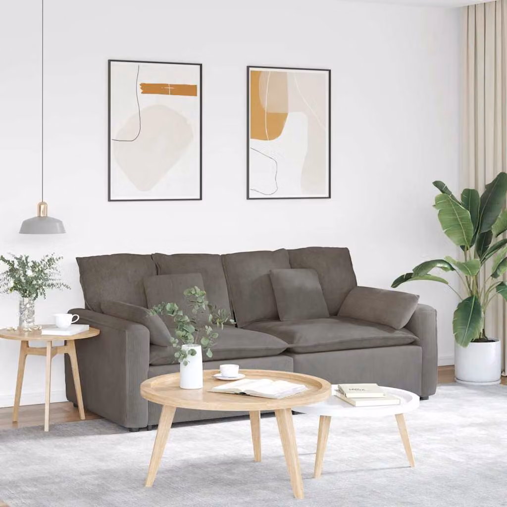 vidaXL Divano Moderno in Velluto Grigio con Cuscini e Struttura in Metallo e Legno