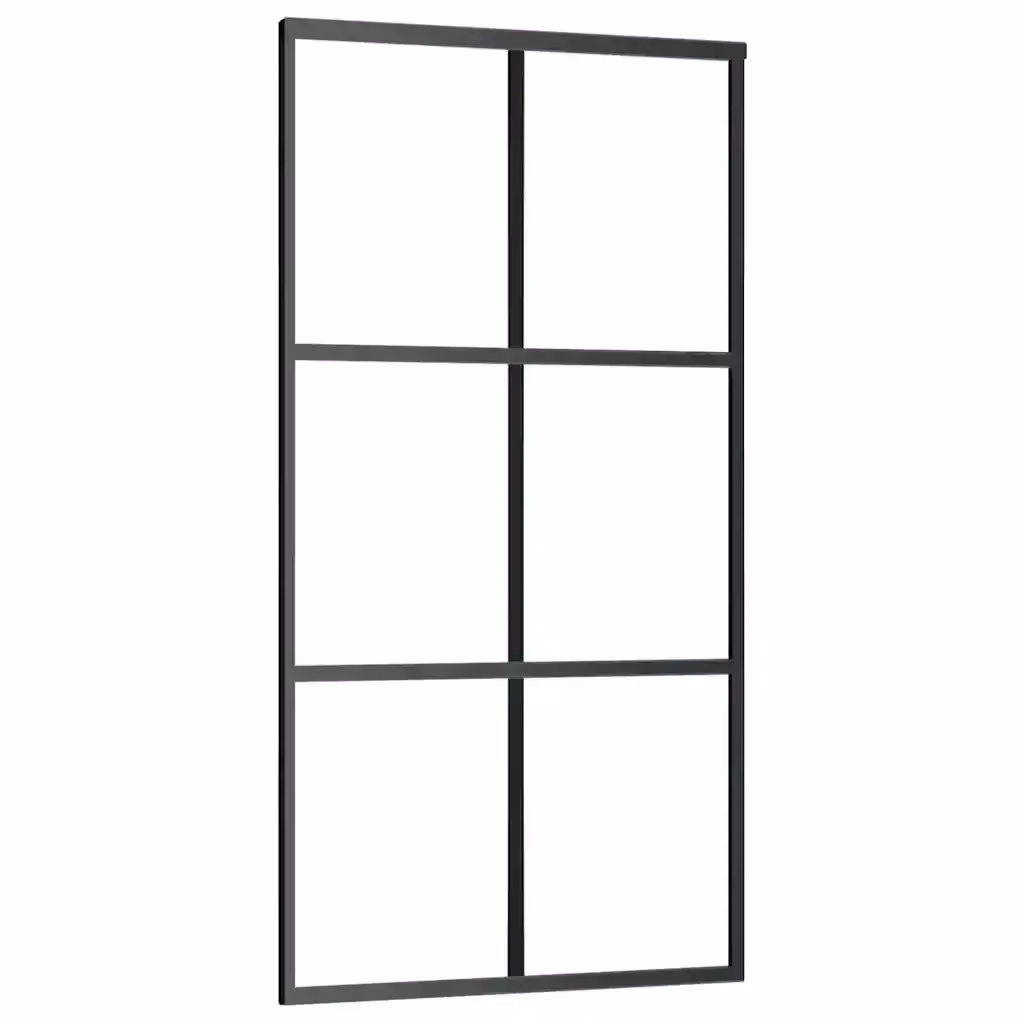 Porta Scorrevole Moderna vidaXL in Vetro Trasparente e Alluminio Nero L: 102 cm, H: 205 cm – 2