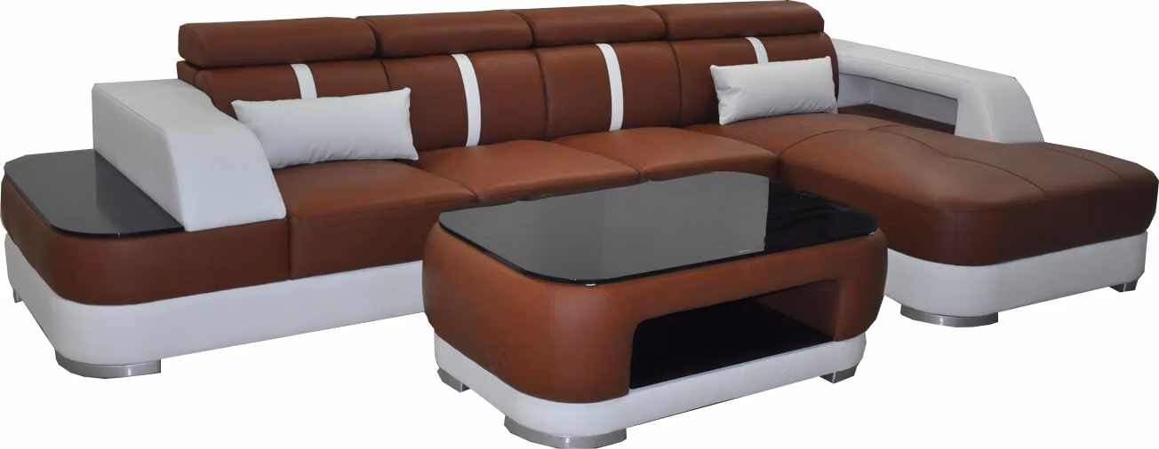 Leder Polster Sitz Design Modern Eck Garnitur Sofa Wohnlandschaft L-Form USB LED