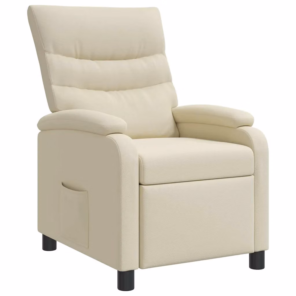 Poltrona reclinabile relax in similpelle beige con braccioli per soggiorno e ufficio L: 66 cm, P: 95 cm, H: 100 cm – 2