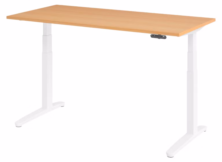 Scrivania elettrica bümö XBHM - Decorazione: faggio, dimensioni: 160 x 80 cm, struttura: bianco