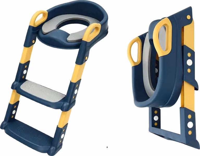 Sedile WC, altezza regolabile, design antiscivolo, blu