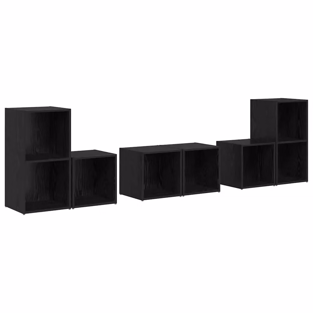 Set mobile TV moderno vidaXL in 6 pezzi color nero e marrone in legno ingegnerizzato MDF per soggiorno – 2