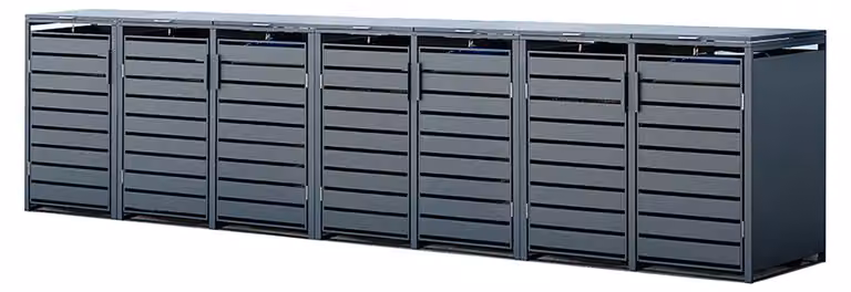 Westmann Metall Box per bidoni della spazzatura Kubus 7er 7x240 L antracite 464x80x116 cm