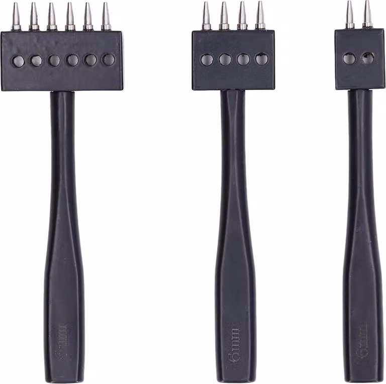set di punzonatori a 3 punte, punzonatura rapida, varie dimensioni, alta resistenza, design professionale, strumento per la filatura della pelle fai da te, 6 mm