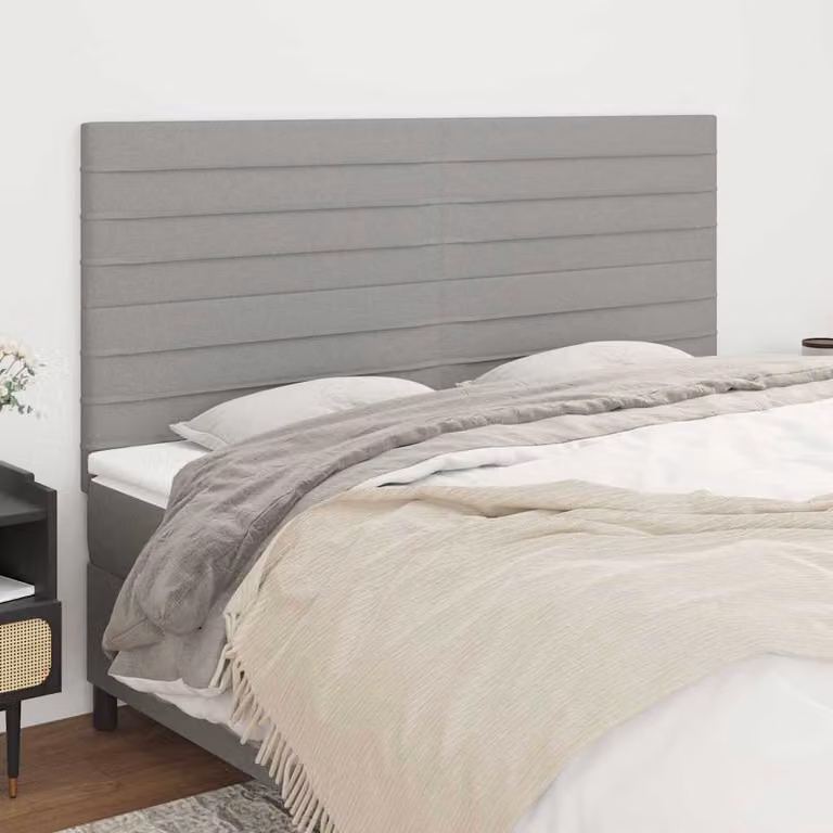 Testiera per letto imbottita vidaXL in tessuto grigio chiaro con struttura in legno L: 160 cm, P: 5 cm, H: 118/128 cm