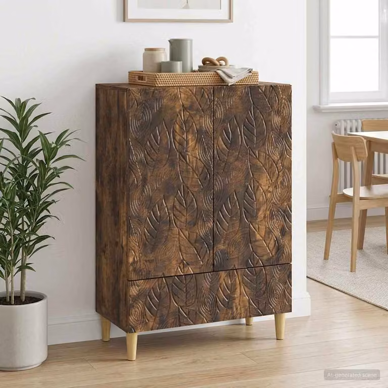 Credenza moderna vidaXL in legno ingegnerizzato color rovere fumo L: 66 cm, P: 34,5 cm, H: 95 cm