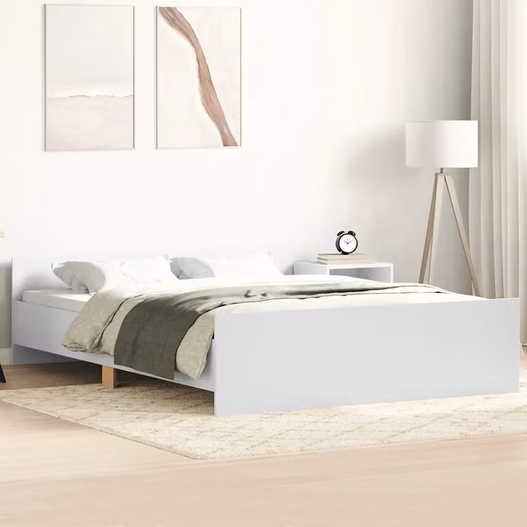 Giroletto con Testiera e Pediera vidaXL in Legno Bianco 140 x 190 cm
